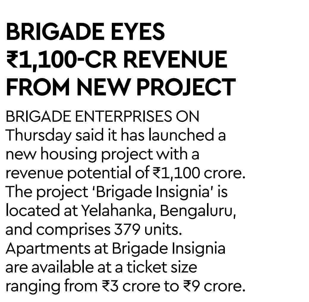 BRIGADE EYES ₹1,100-CR REVENUE FROM NEW PROJECT.jpg